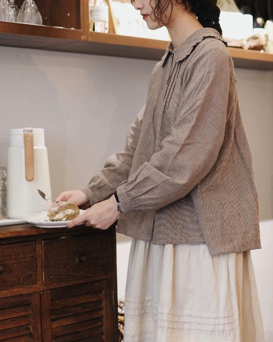 ラウンドカラーフリルピンタックブラウス 10009