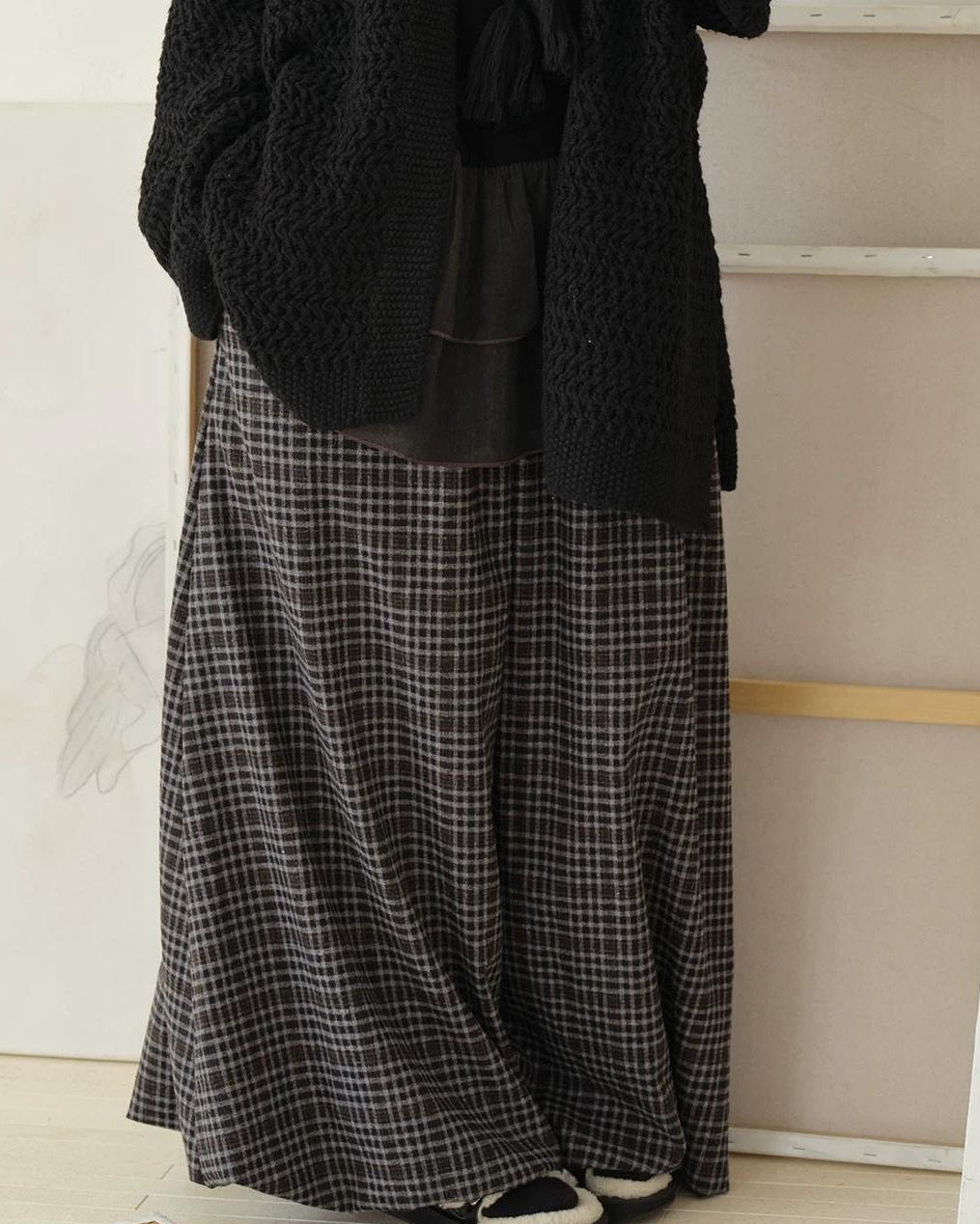 ラップランドレトロチェックロングスカート 10192