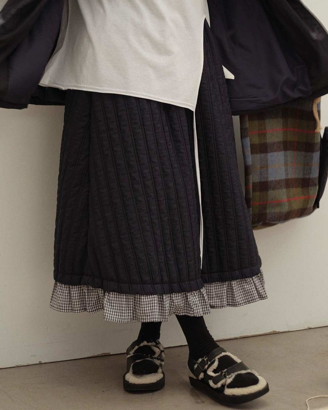 レトロチェックパッチキルトスカート 10135