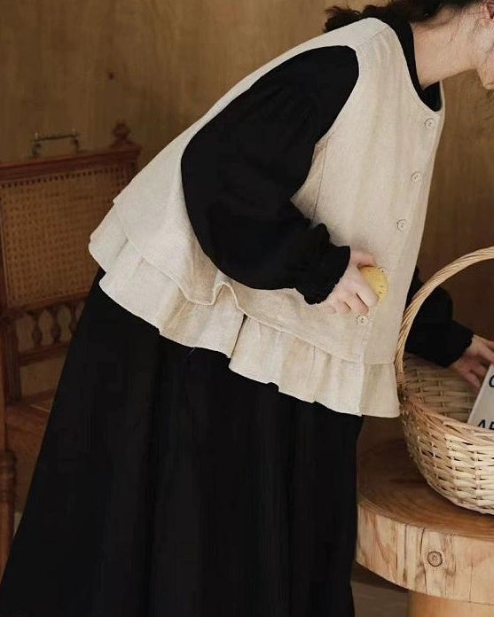 ラウンドネックフリルベスト 10082