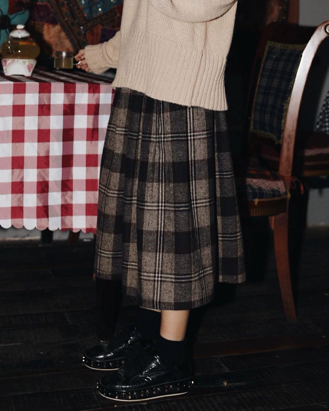 フォルムチェックAラインスカート 10124