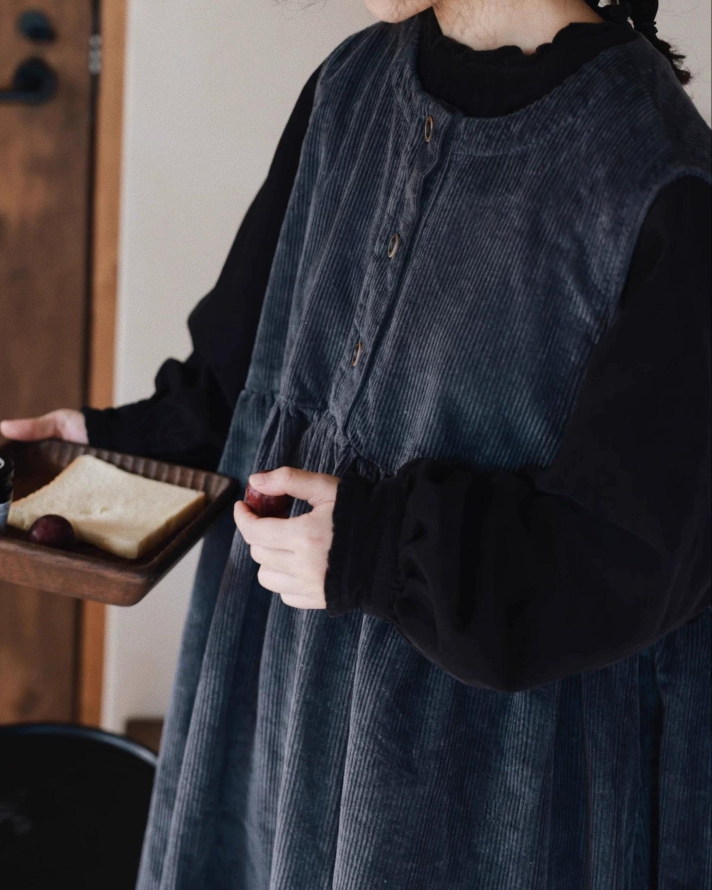 ハーフボタンコーデュロイベストワンピース 10062