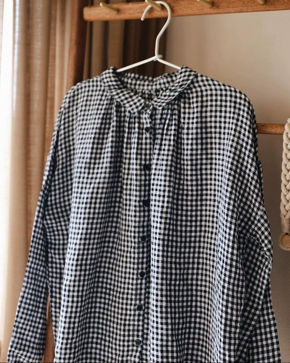 クラシックチェックフレアブラウス 10096