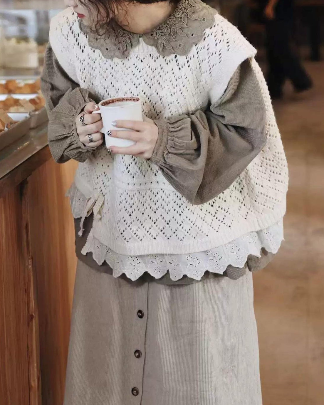 ノルディックアイレットニットベスト 10100