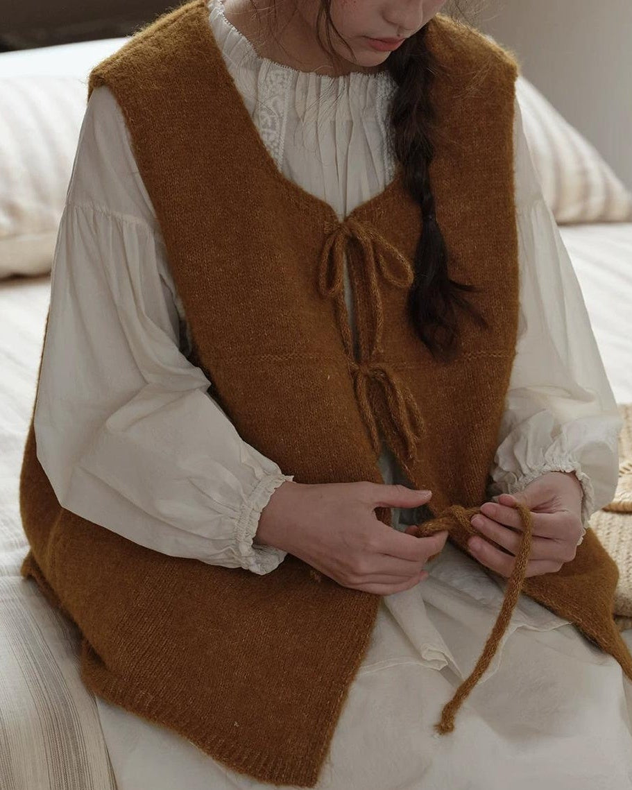 リボンアクセントニットベスト 10277