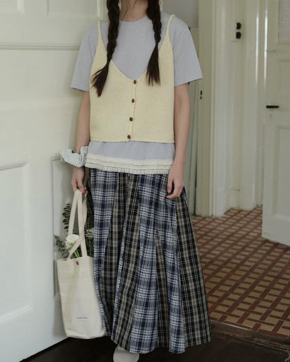 レトロチェックパッチミディスカート 10274