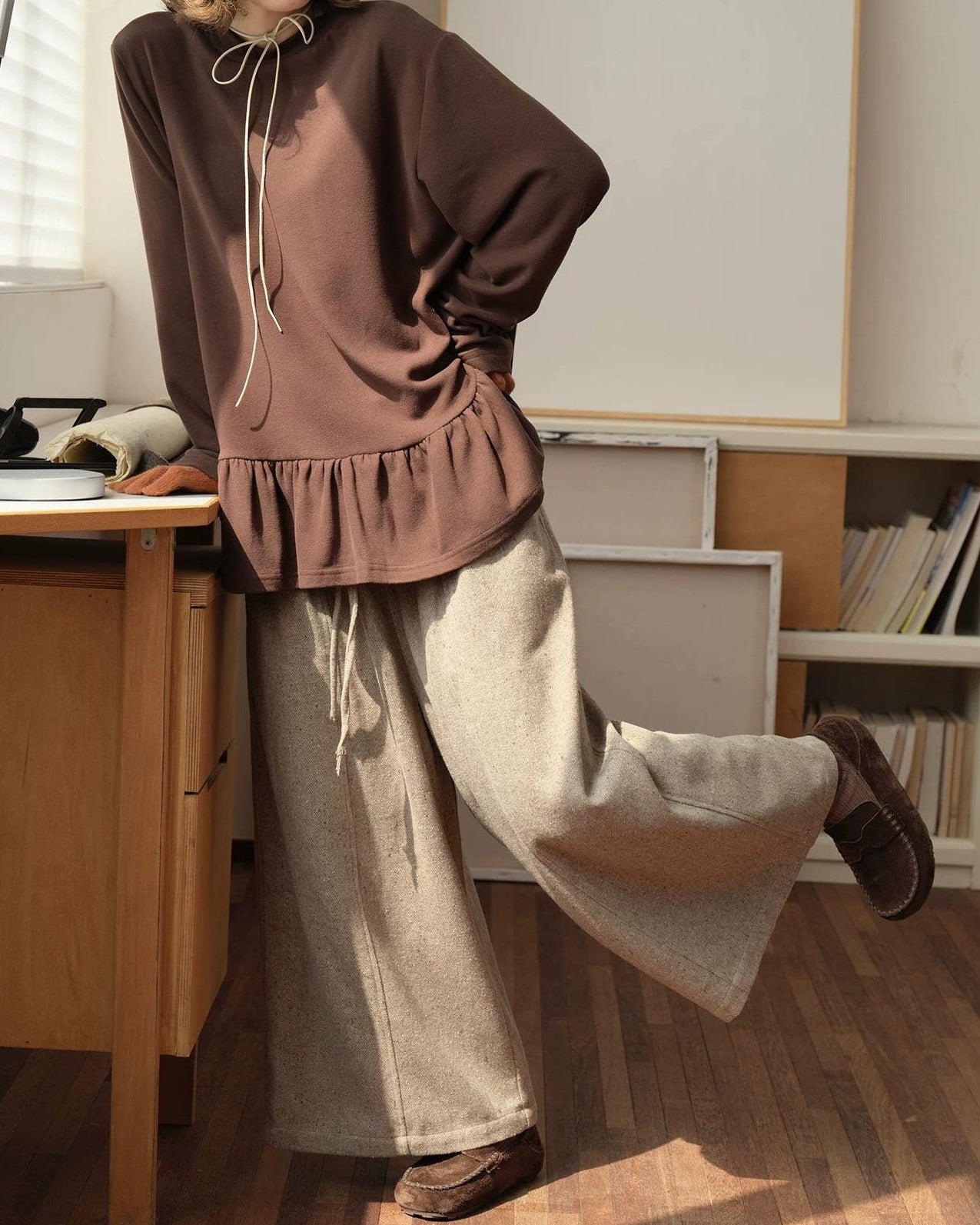 フォークロアワイドタックパンツ 10159