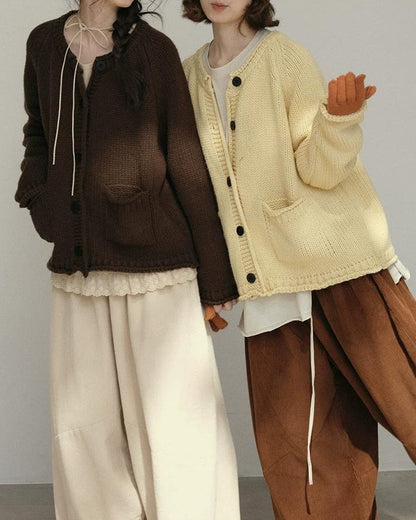 フォークポケットニットカーディガン 10179