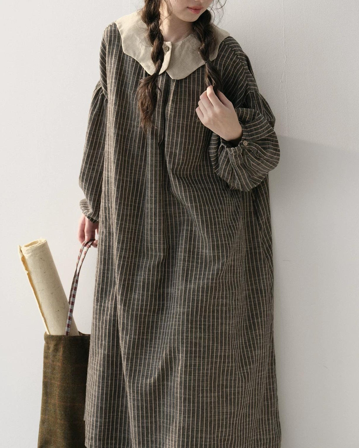 ストライプナチュラルリボンワンピース 10217