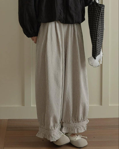 フリルヘムストライプワイドレッグ 10276
