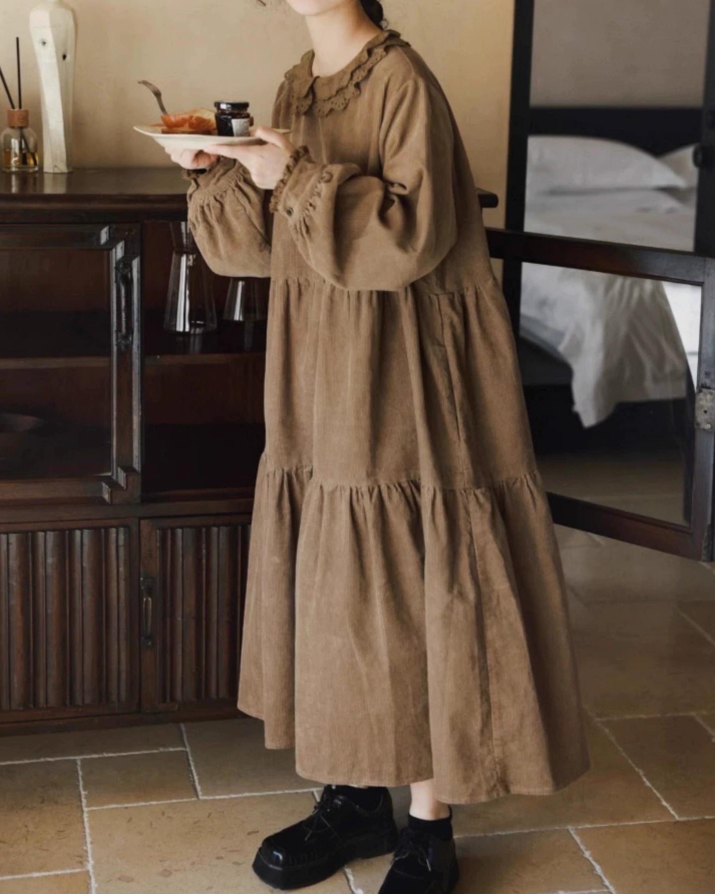 コーデュロイティアードワンピース 10069