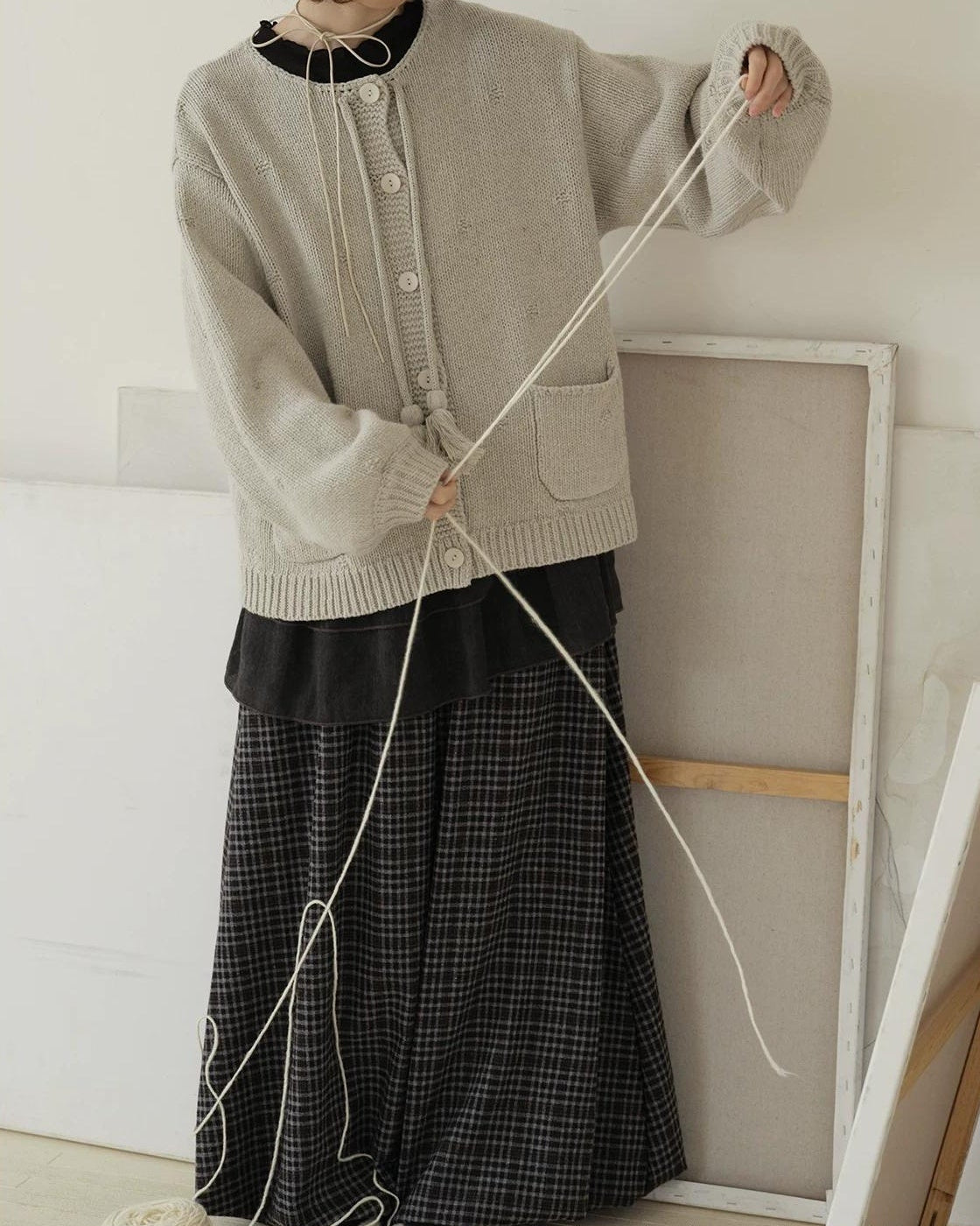 ラップランドレトロチェックロングスカート 10192
