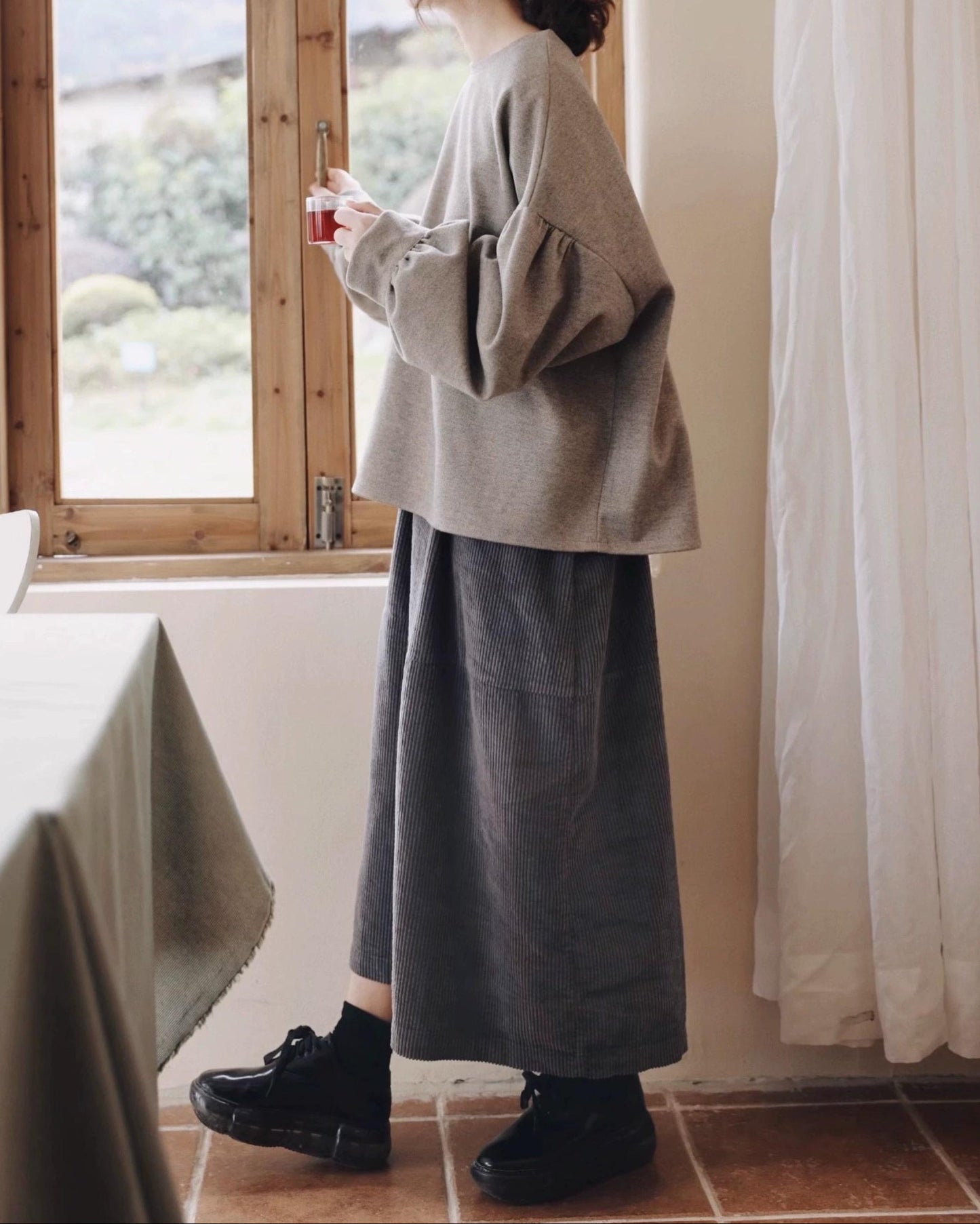 ハイウエストリラックスコーデュロイスカート 10095