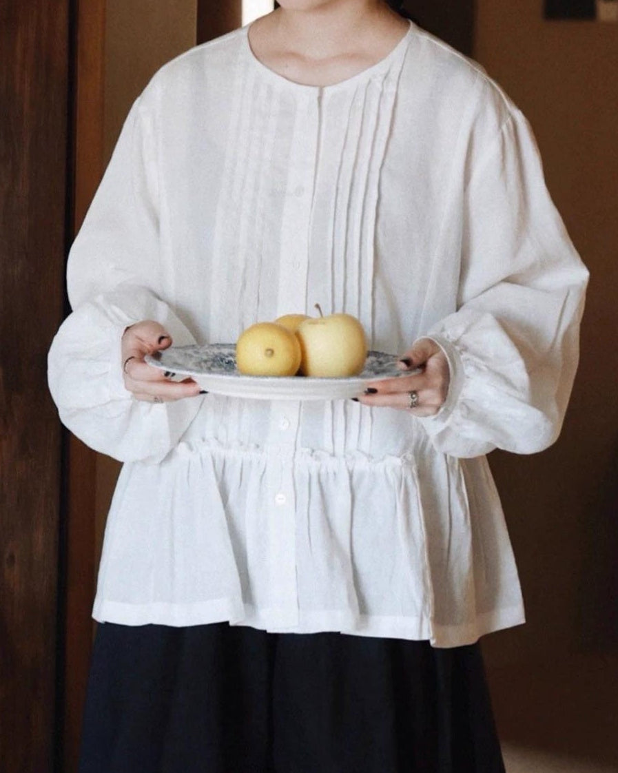 ピンタックウエストレトロブラウス 10024