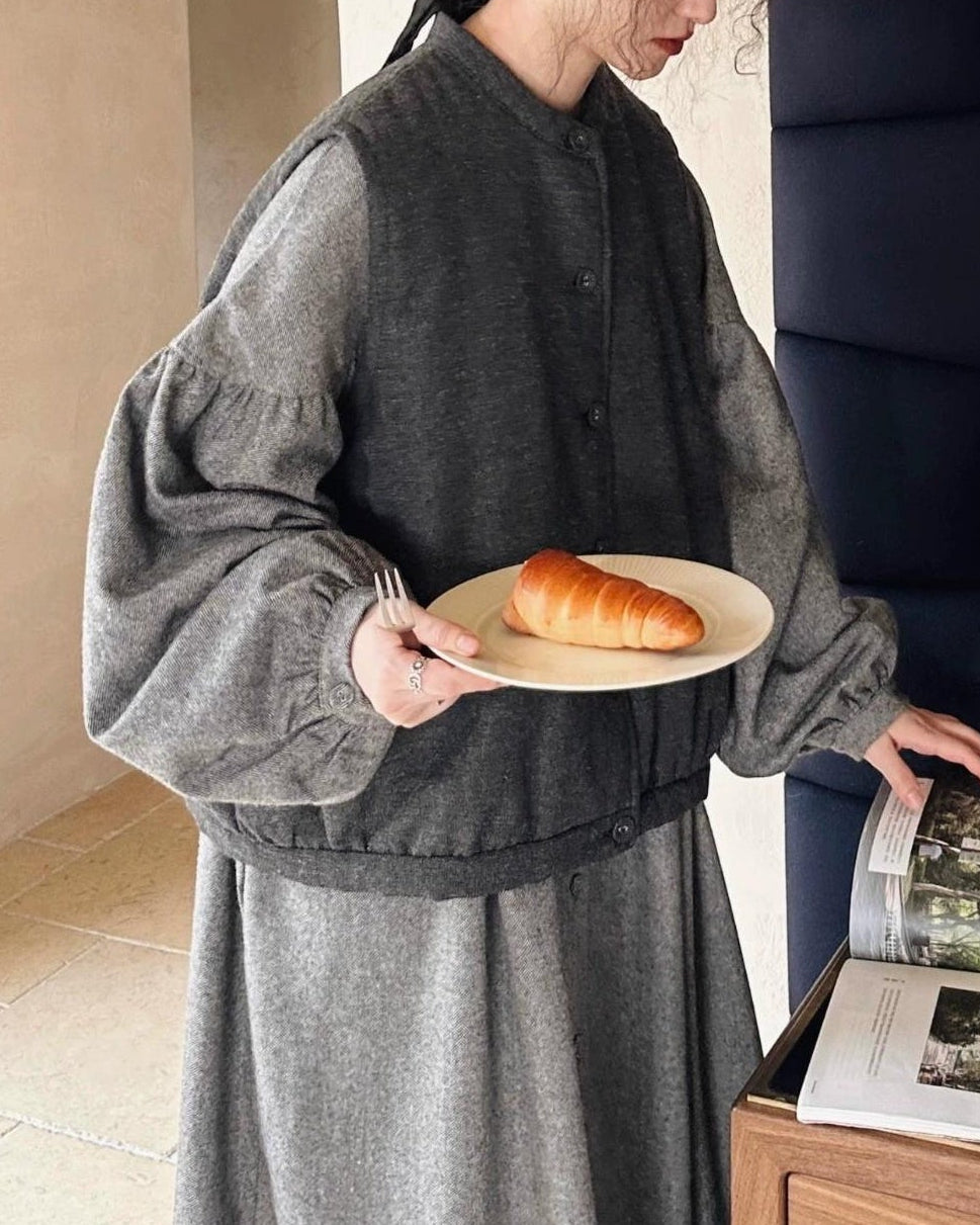 ディープヘザーシングルブレストベスト 10067