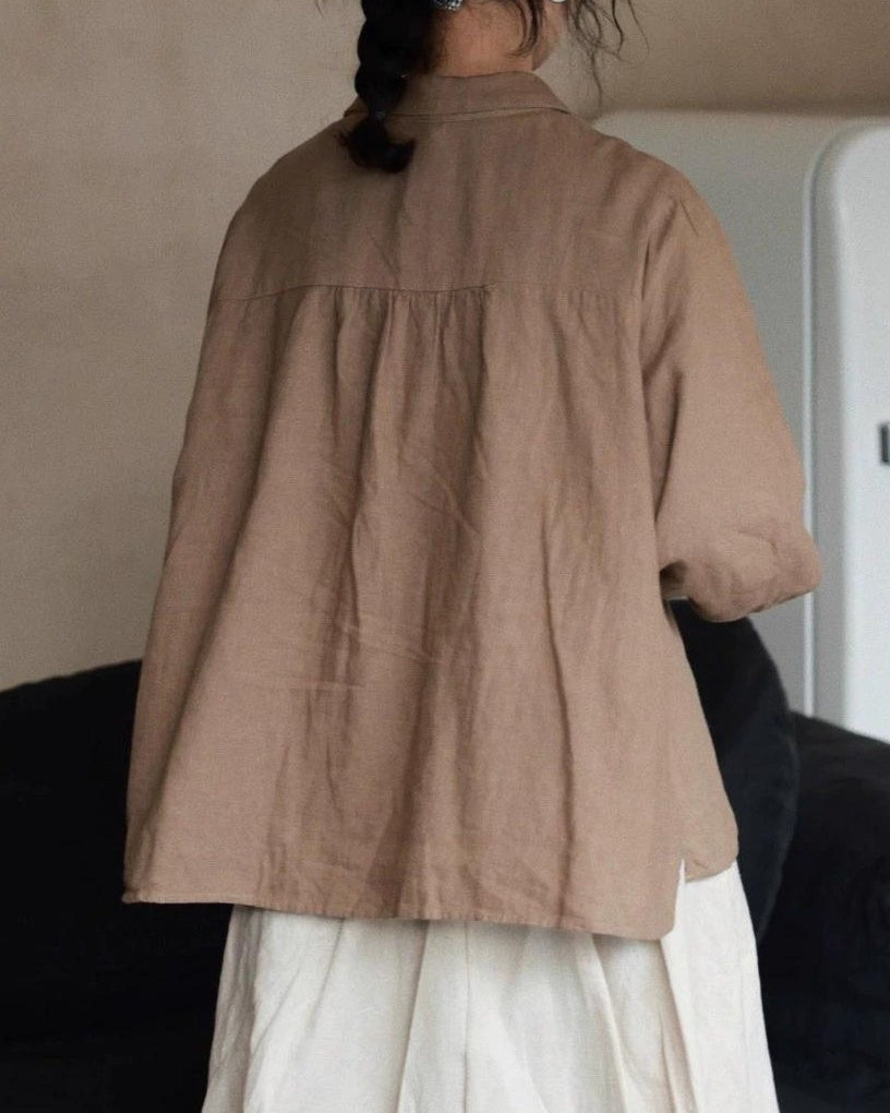 ラウンドカラーリラックスパフブラウス 10052