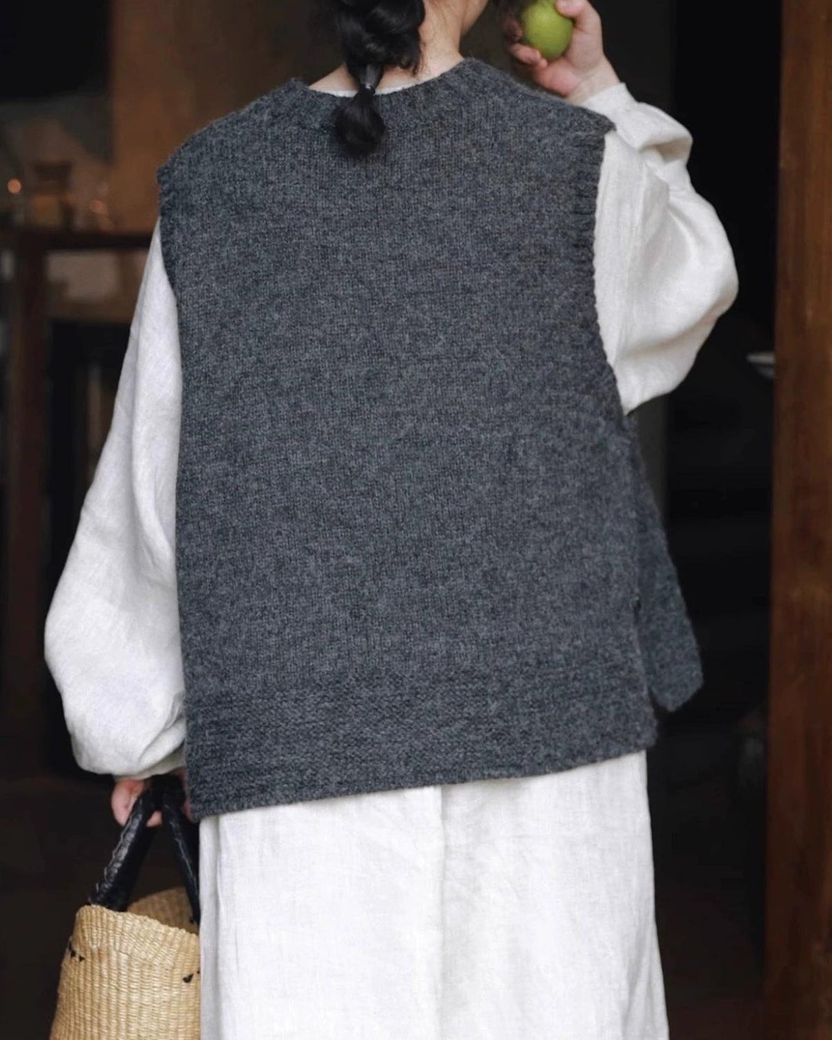 サイドスリットオーバーニットベスト 10043