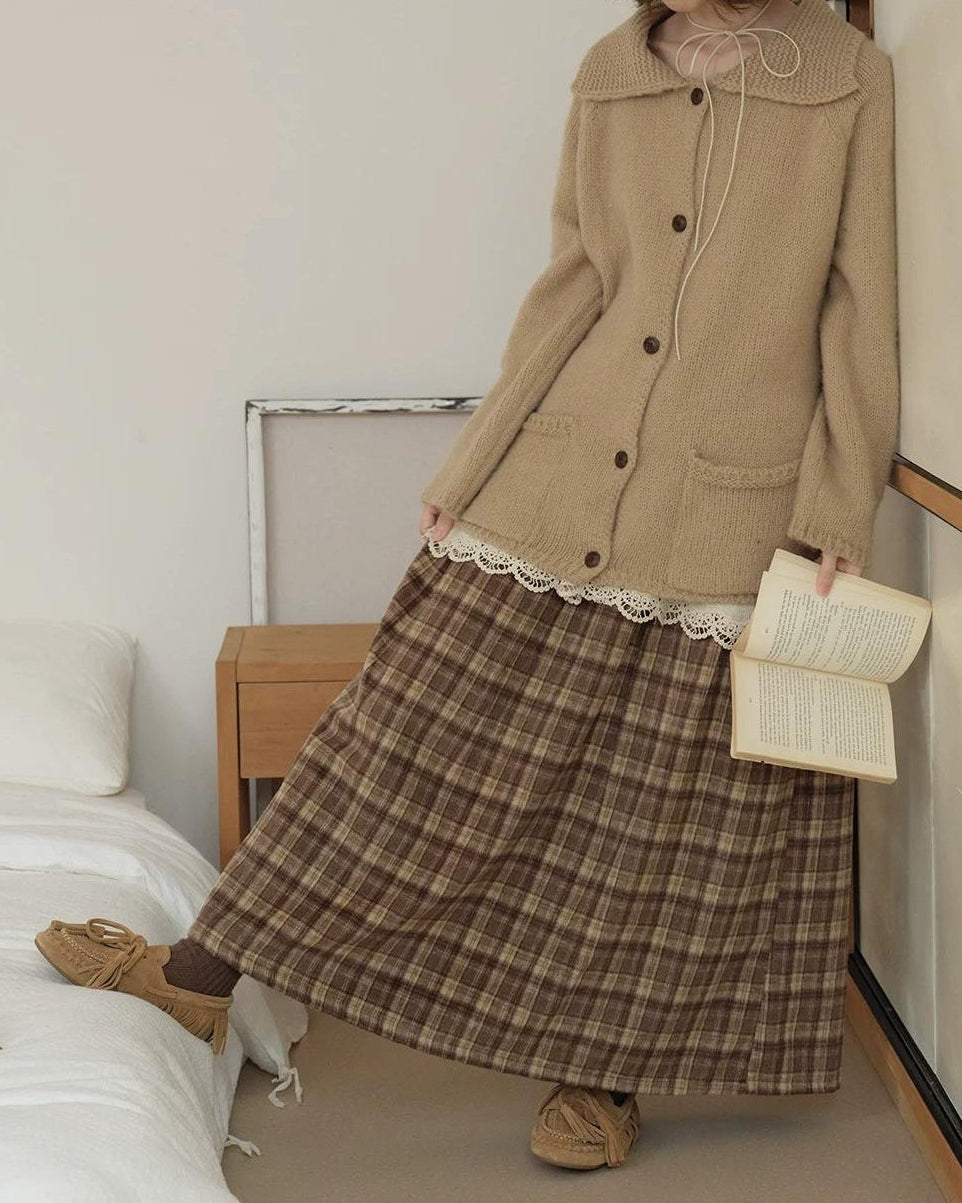 ラテチェックAラインミディスカート 10156