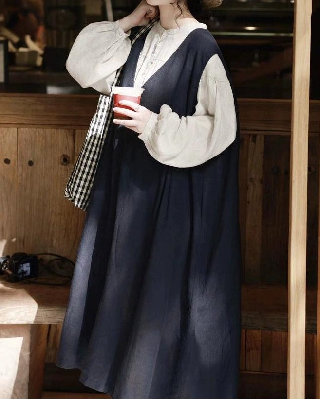 Vネックハイウエストベストワンピース 10079