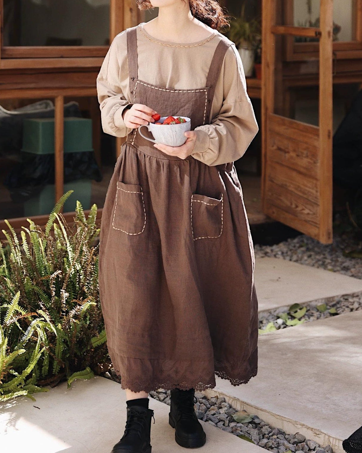 カントリーエプロンサスペンダーワンピース 10118