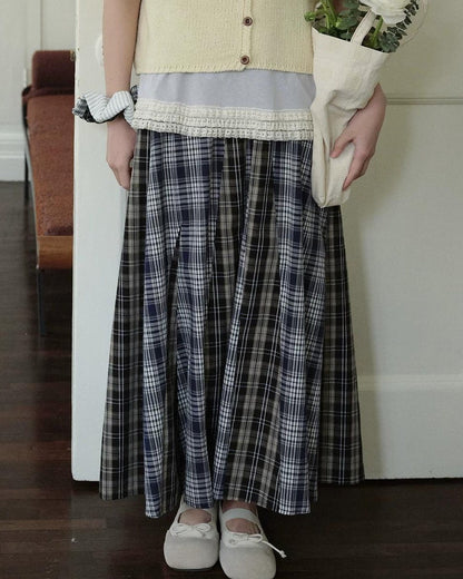 レトロチェックパッチミディスカート 10274