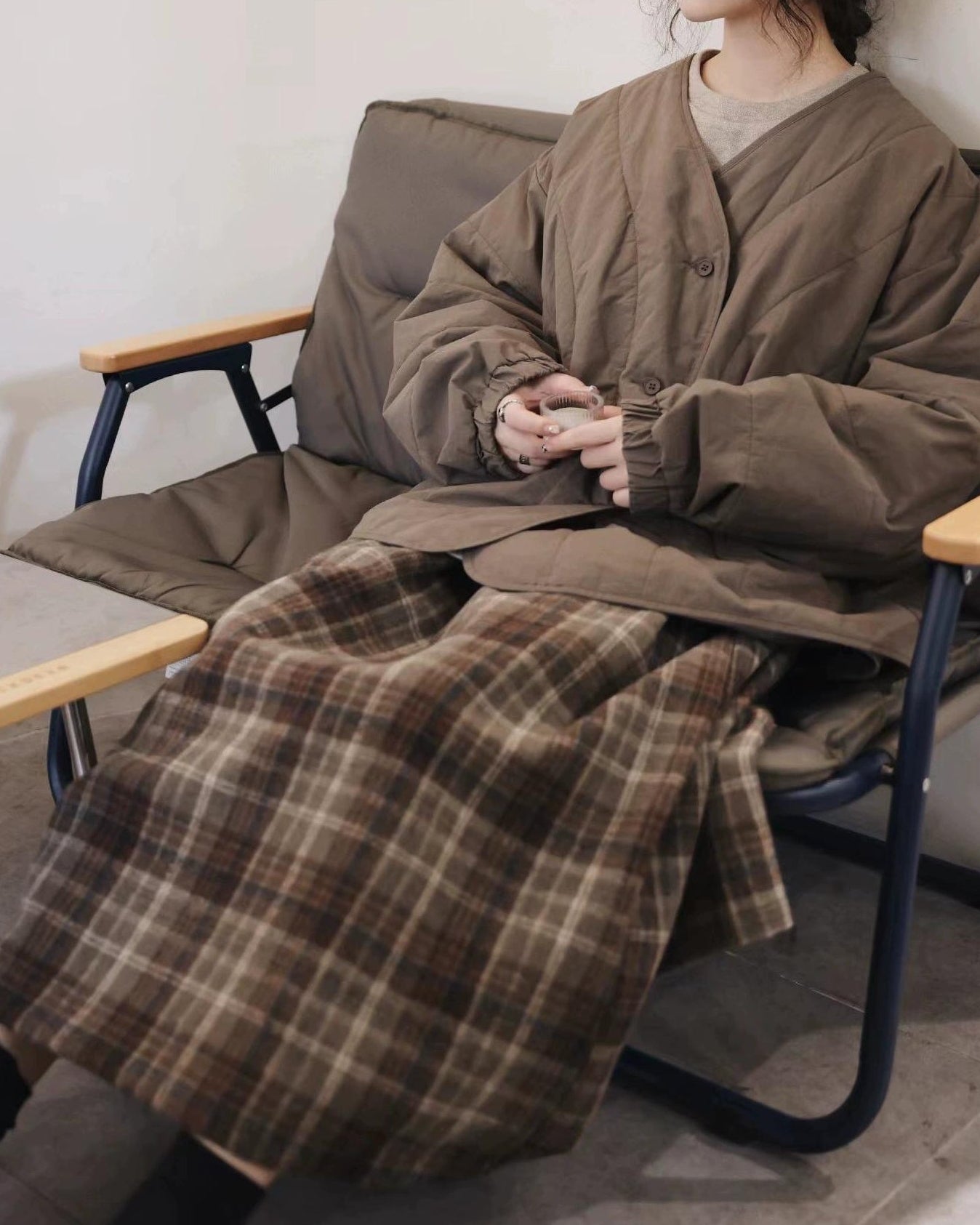 Aラインチェック柄ミディスカート 10107