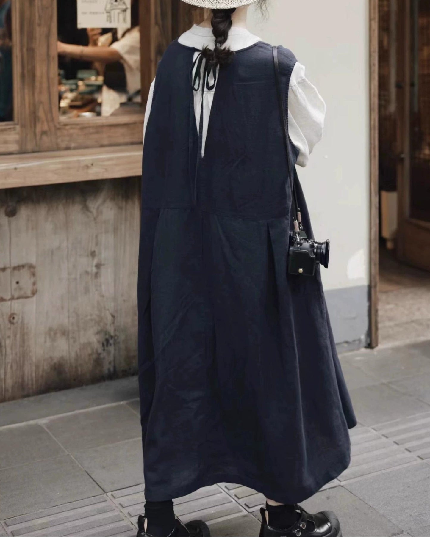 Vネックハイウエストベストワンピース 10079