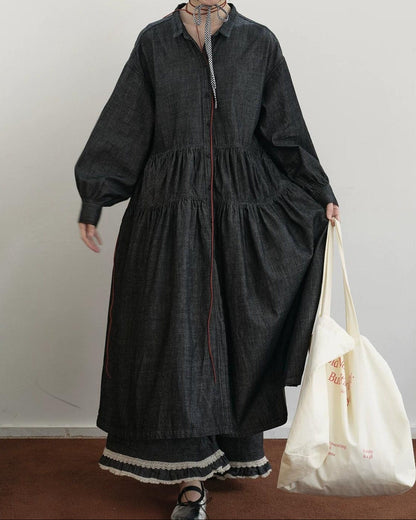 デニムロングルーズワンピース 10211