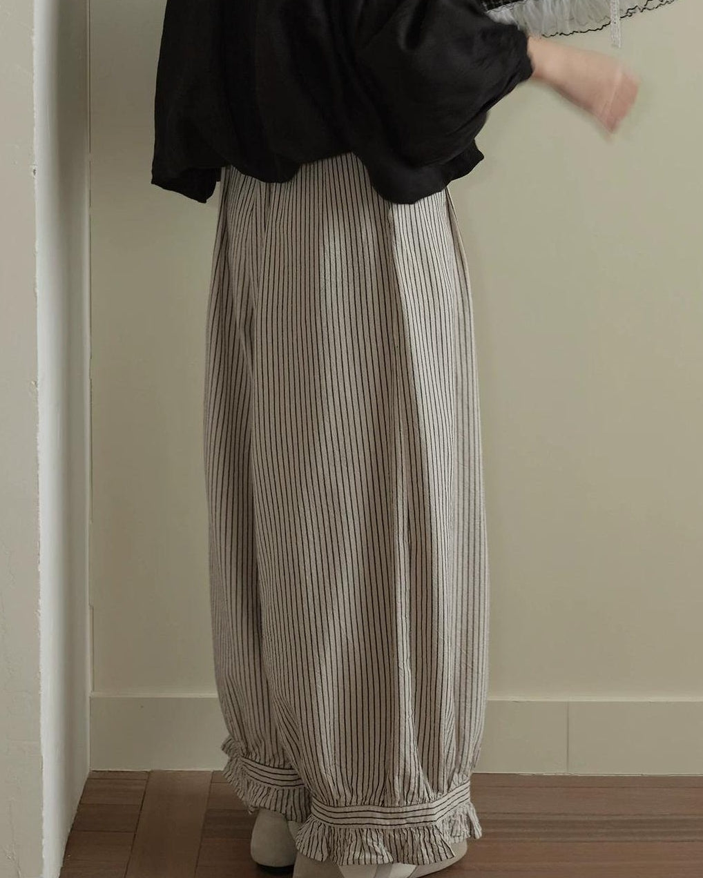 フリルヘムストライプワイドレッグ 10276