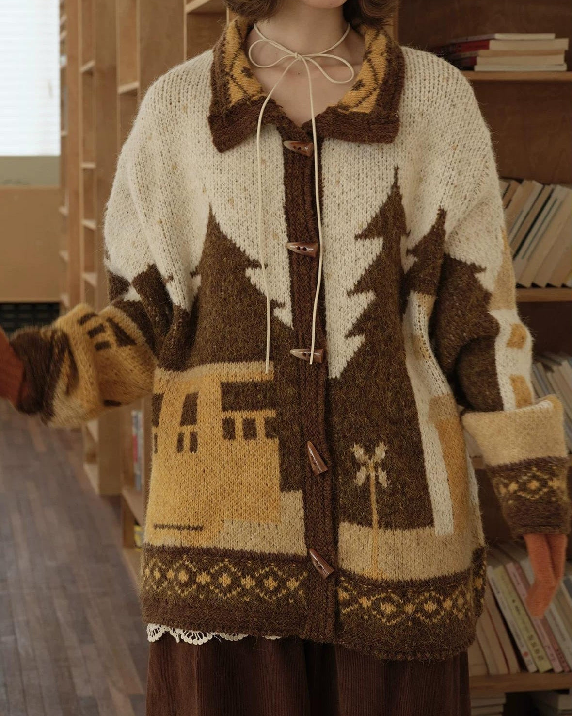 スカンディウッドパターンニットカーディガン 10165