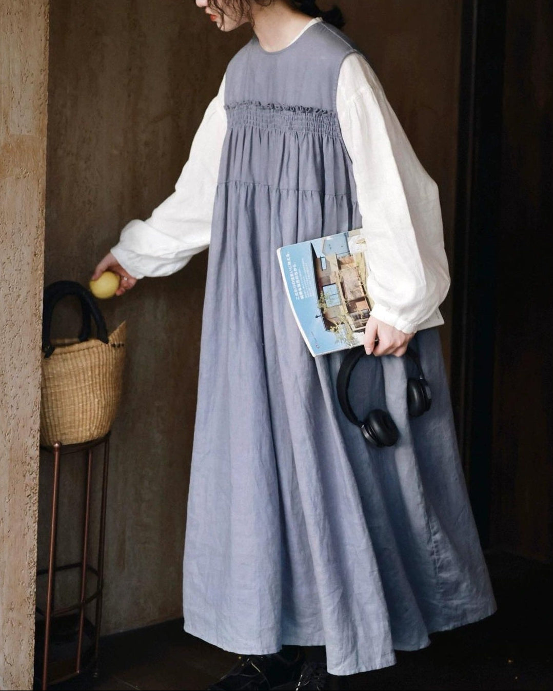 プリーツハイウエストベストワンピース 10014