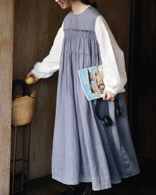 プリーツハイウエストベストワンピース 10014