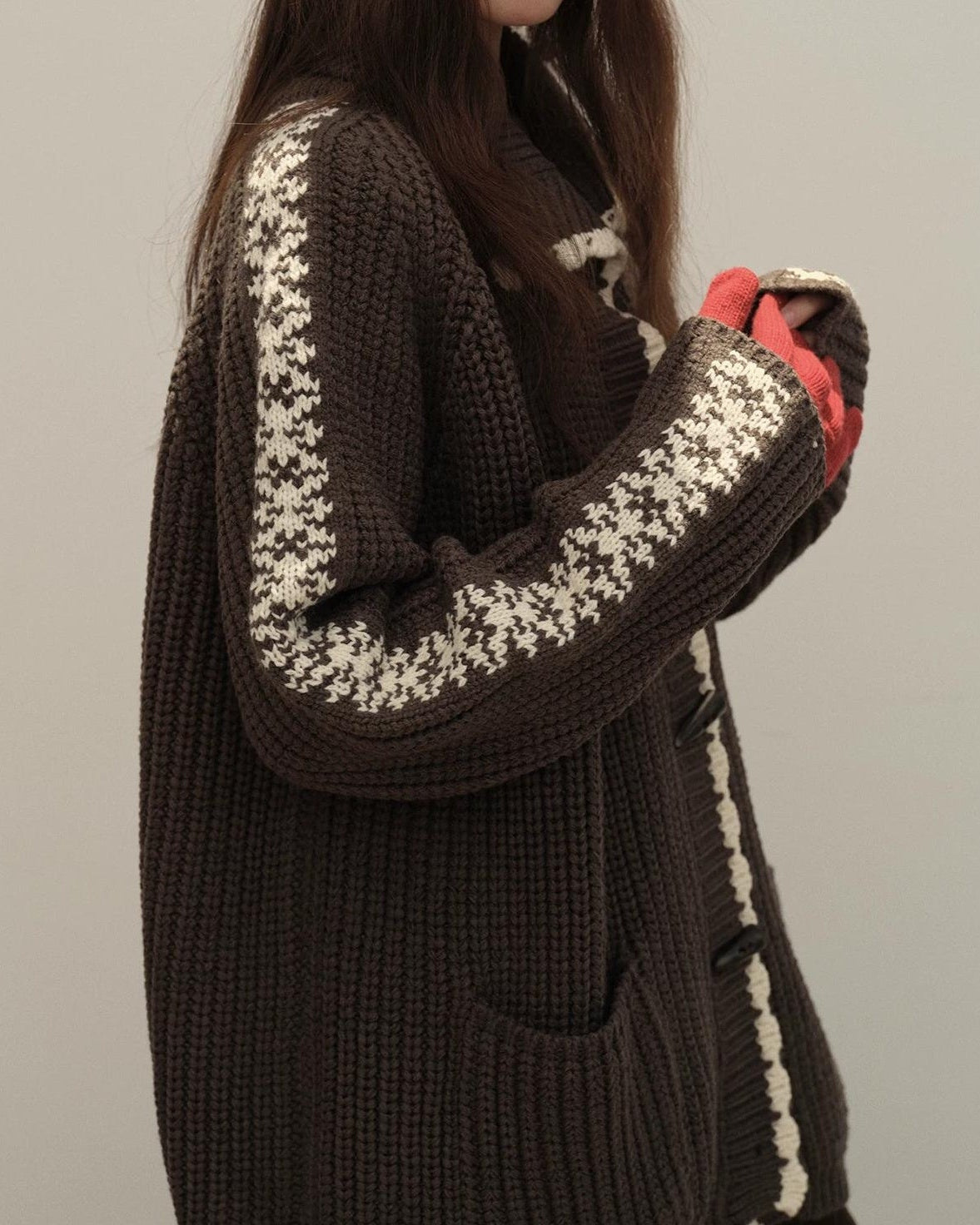 ラペルダッフルポケットニットカーディガン 10148