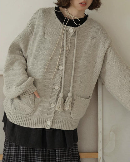 ボヘミックタッセルニットカーディガン 10207