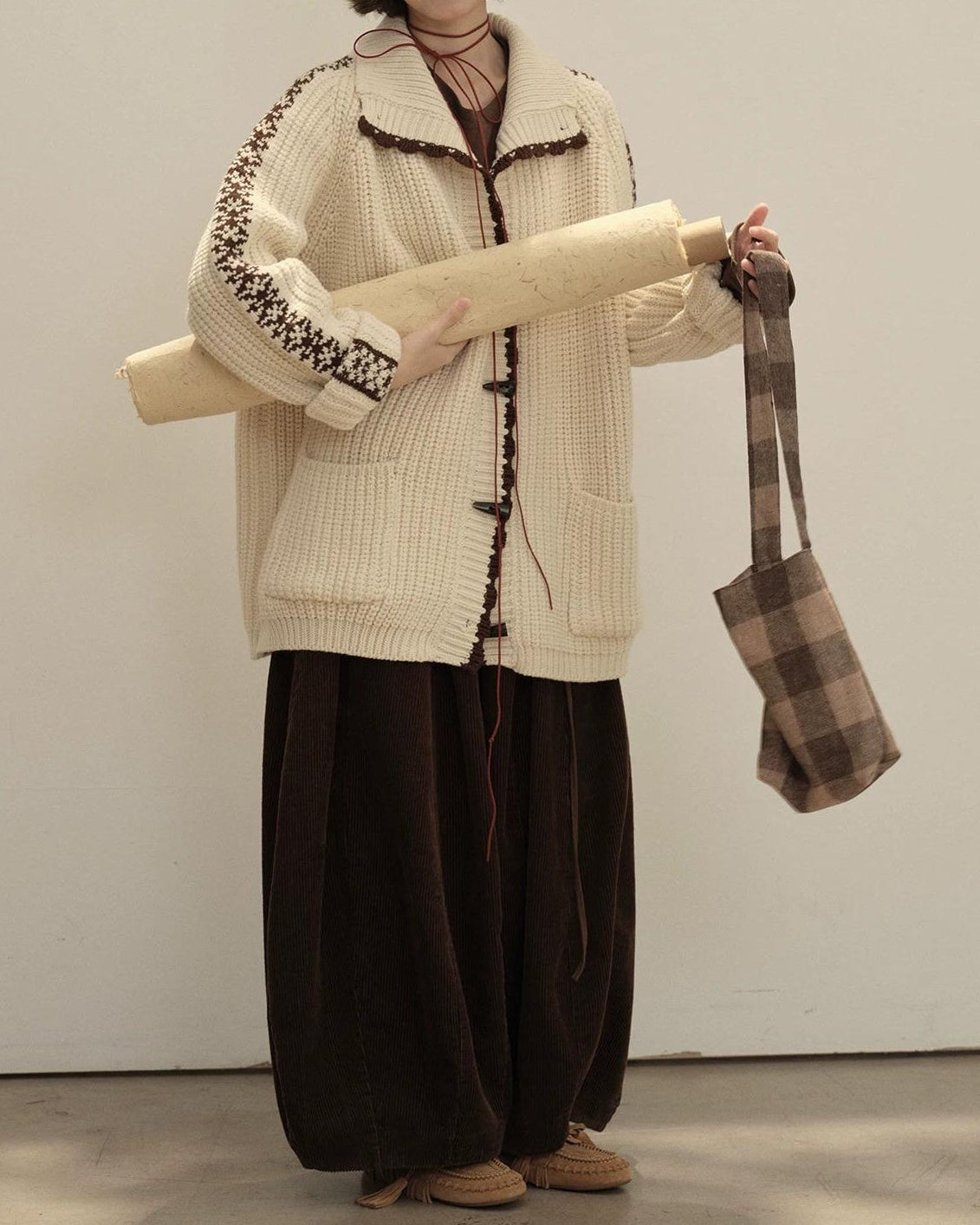 ラペルダッフルポケットニットカーディガン 10148