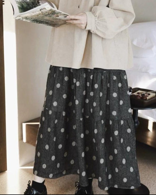 ドット柄フレアくすみスカート 10073