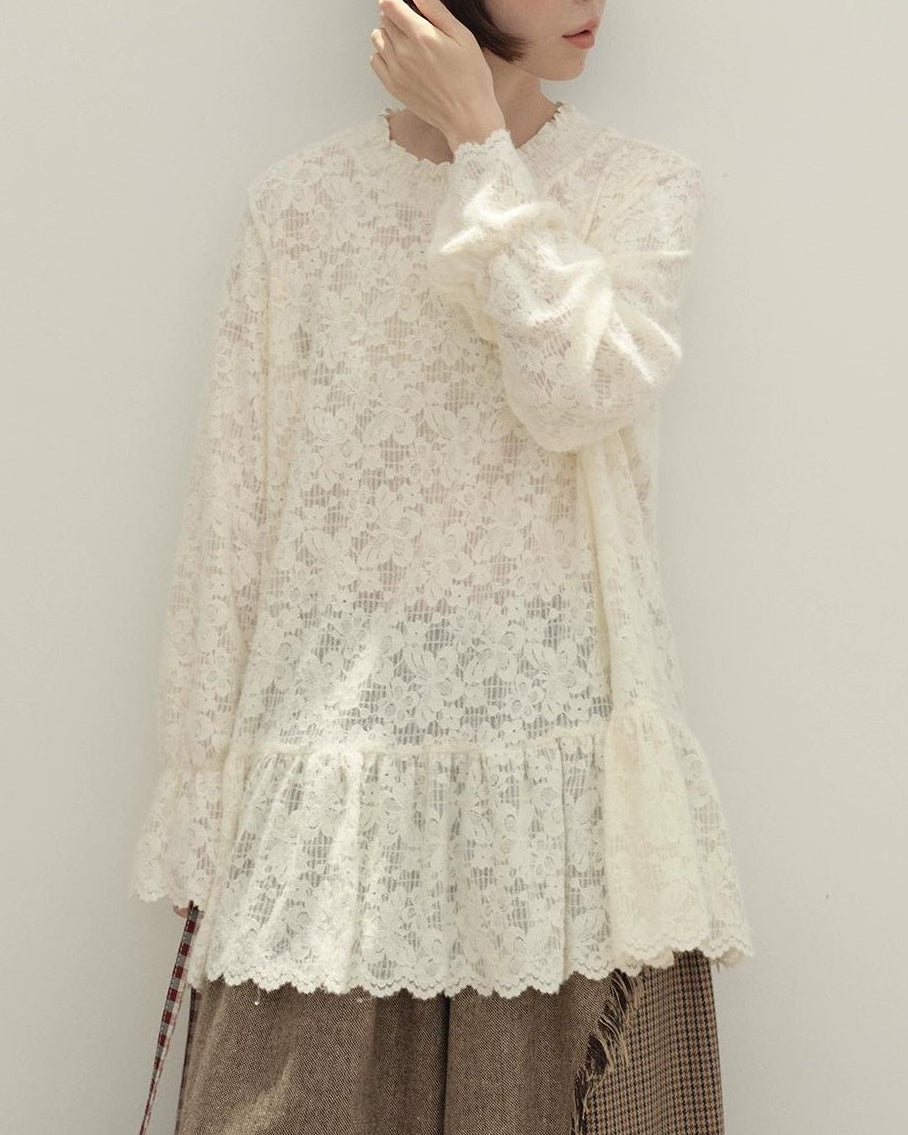 ロマンティックレースフレアプルオーバー 10125