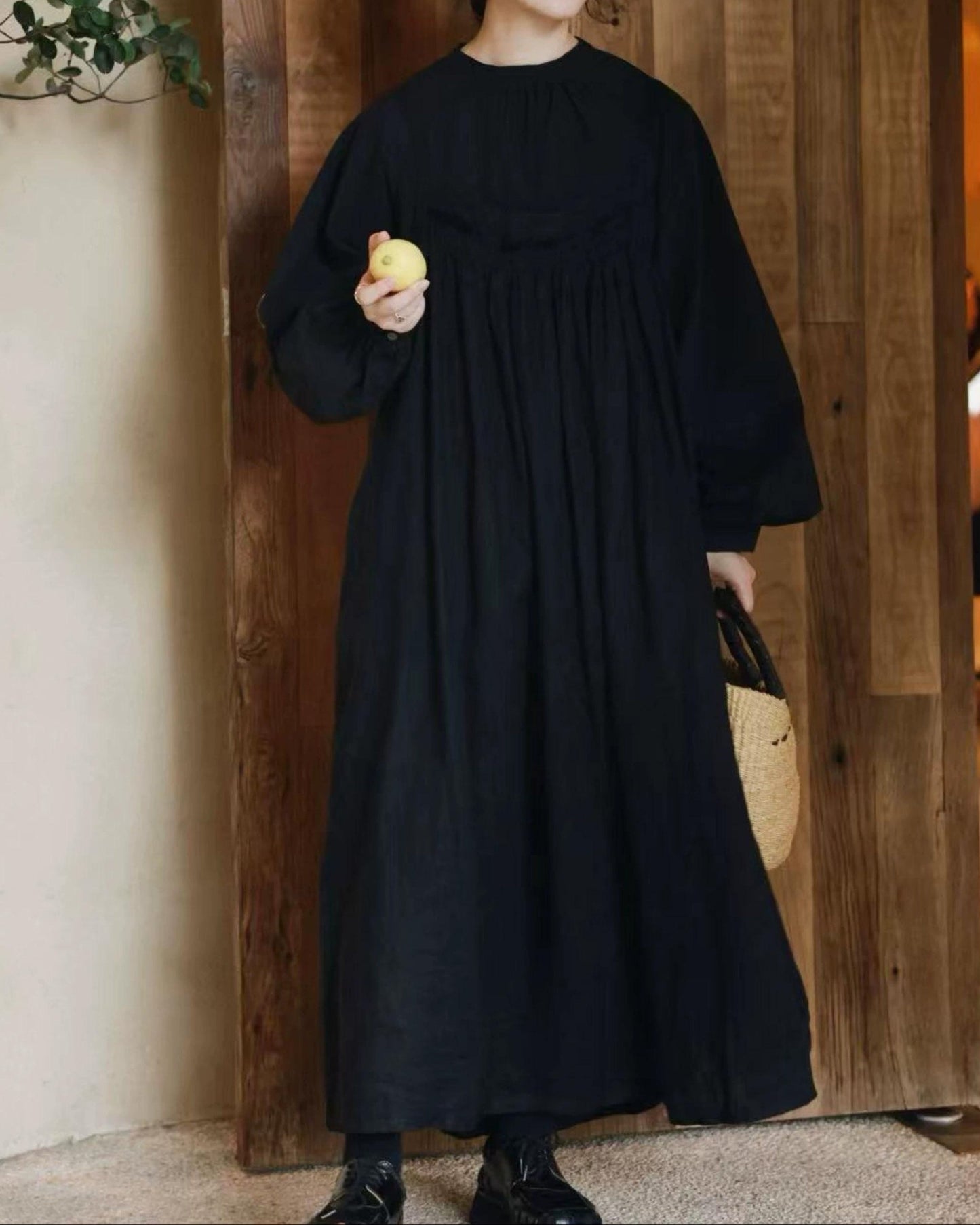 バックボタンリボンストラップワンピース 10016