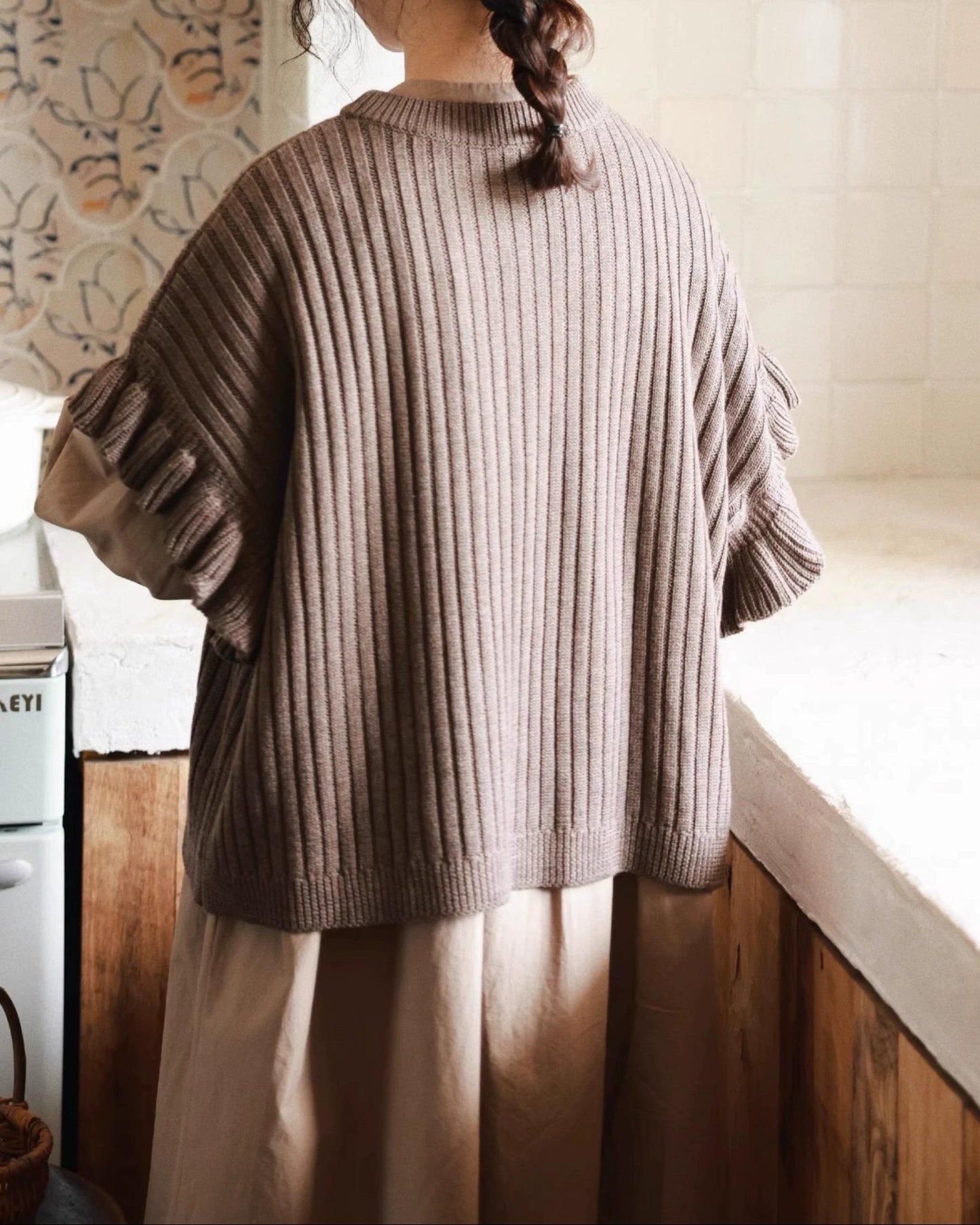 フリルリブニットベスト 10076