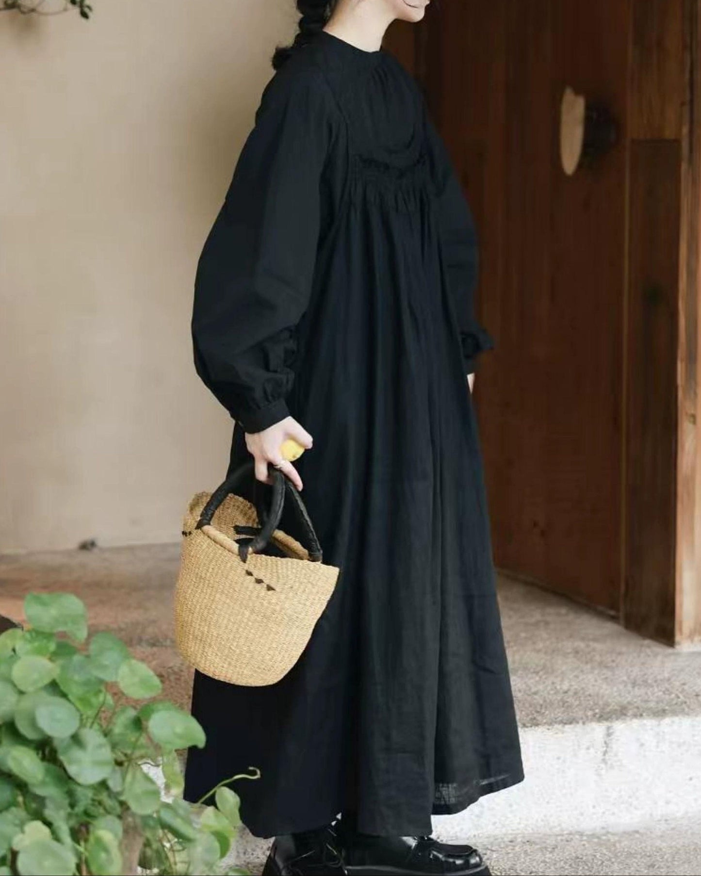 バックボタンリボンストラップワンピース 10016