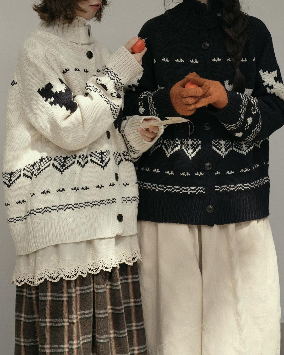 スノーパターンハイネックニットカーディガン 10173