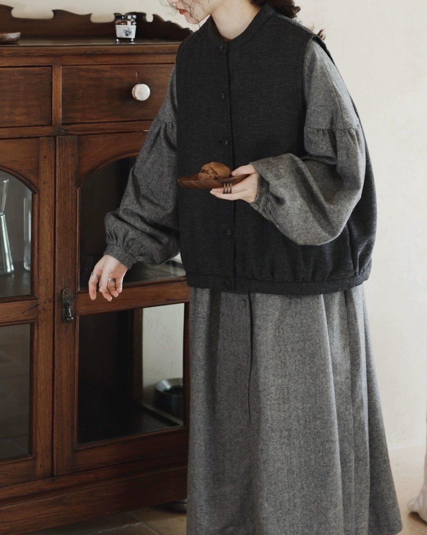 ディープヘザーシングルブレストベスト 10067