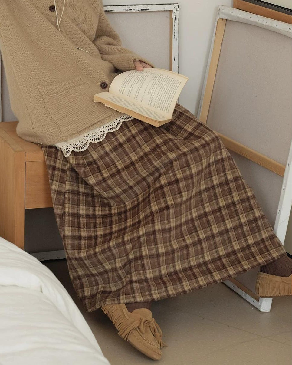 ラテチェックAラインミディスカート 10156