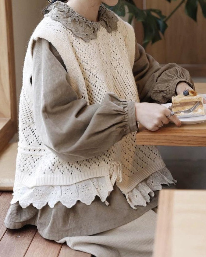 ナチュラルニュアンス レースカラーブラウス 10106