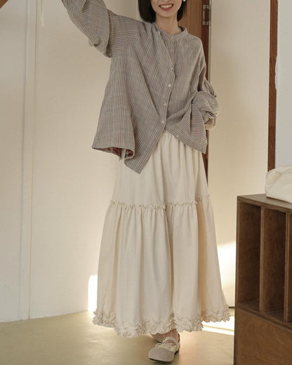 ストライプスリムバンドブラウス 10279