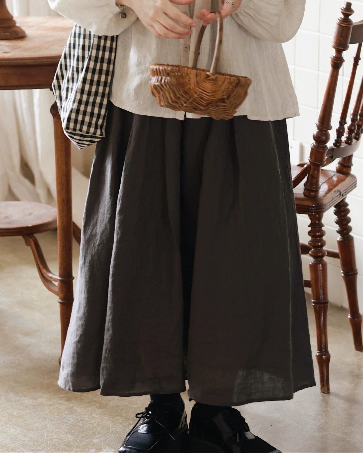 ナチュラルギャザーフレアスカート 10080