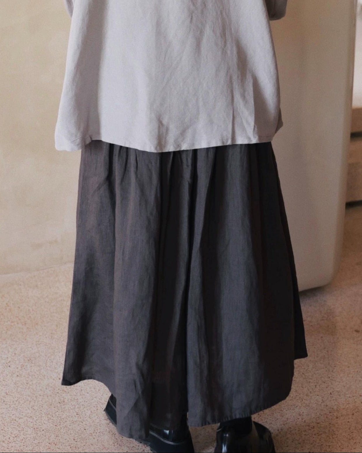 ウエストゴムリラックスロングスカート 10055