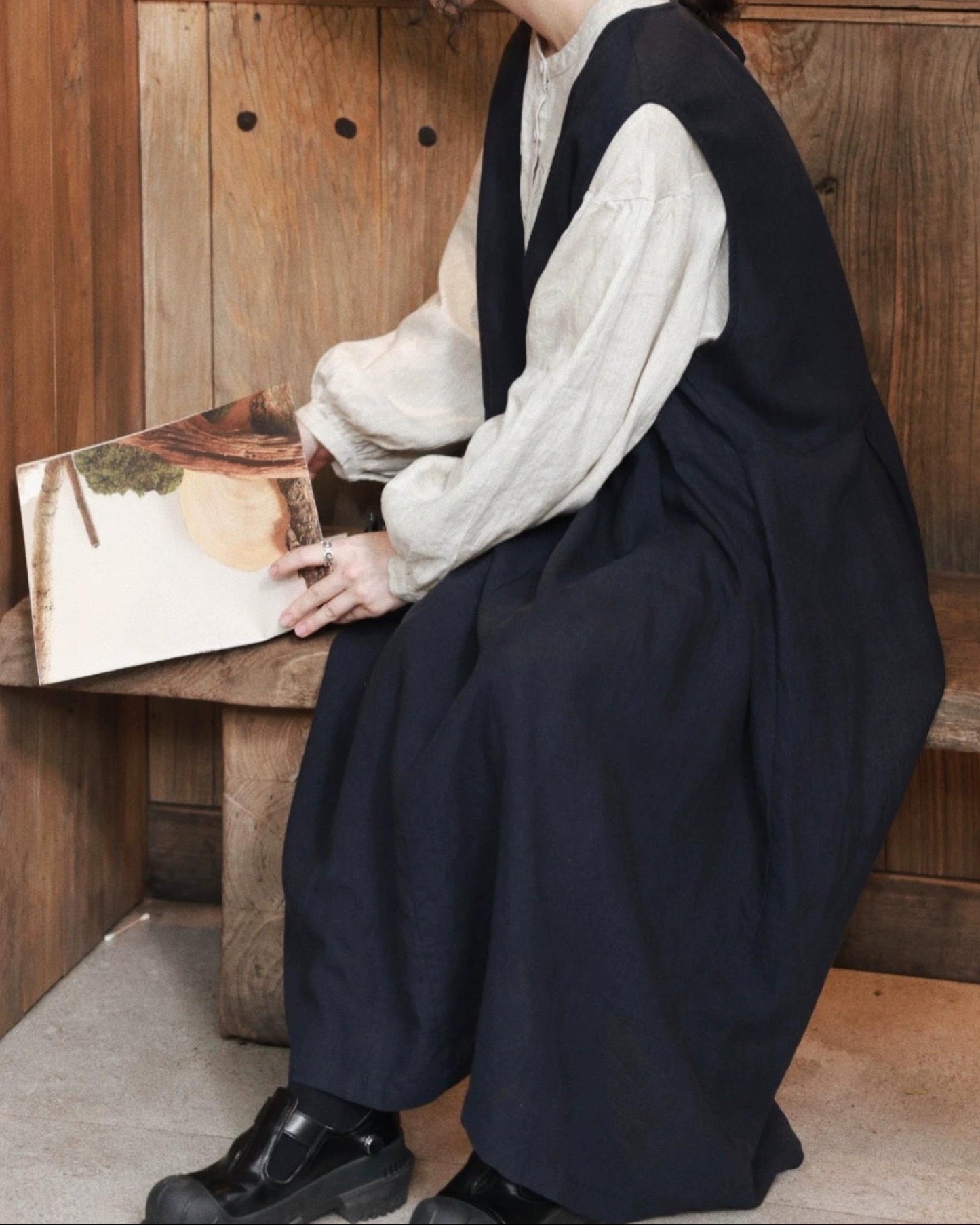 Vネックハイウエストベストワンピース 10079