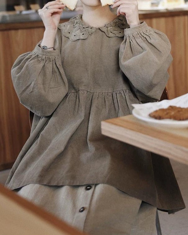 ナチュラルニュアンス レースカラーブラウス 10106