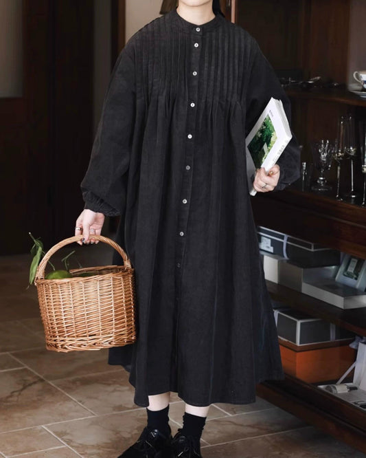 ピンタックコーデュロイシャツワンピース 10035